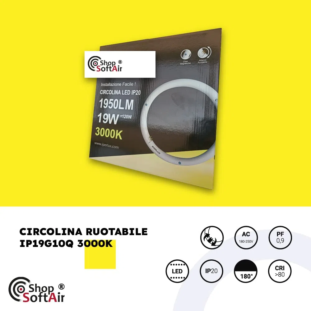 Circolina Led Consumo 19W Corrispondenza 120W diametro 30cm 1950LM Lumen Luce Bianco Naturale 4000k Calda 3000k Fredda 6500k Attacco G10Q T9 (Luce Naturale 4000k)