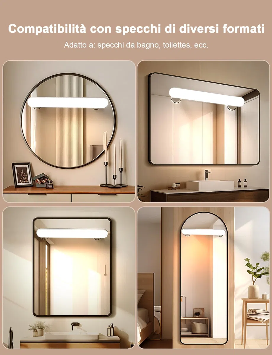 GOVSSING Luci per Specchio da Trucco con Ricaricabile Batteria da 5000mAh, Dimmerabile Luci Specchio Make Up con Ventosa Adesiva, Illuminazione Senza Fili, Lampada Specchio Telecomandata Magnetica