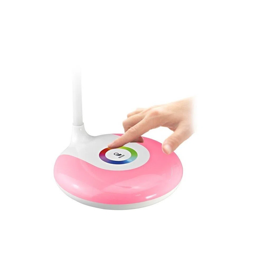 Majestic LL 401 - Lampada LED portatile braccio flessibile, base con luce ambiente multicolore, batteria interna ricaricabile, Bianco