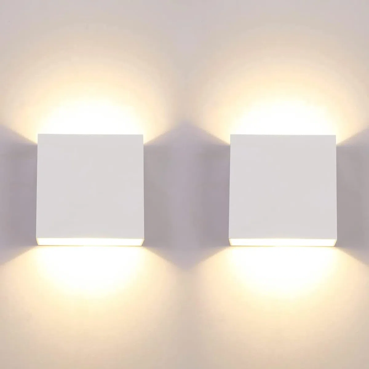 CHEVVY 2 lampade da parete a LED per interni, colore bianco, 7 W, lampada da parete moderna a LED, per esterni, in alluminio, luce bianca calda, 3000 K