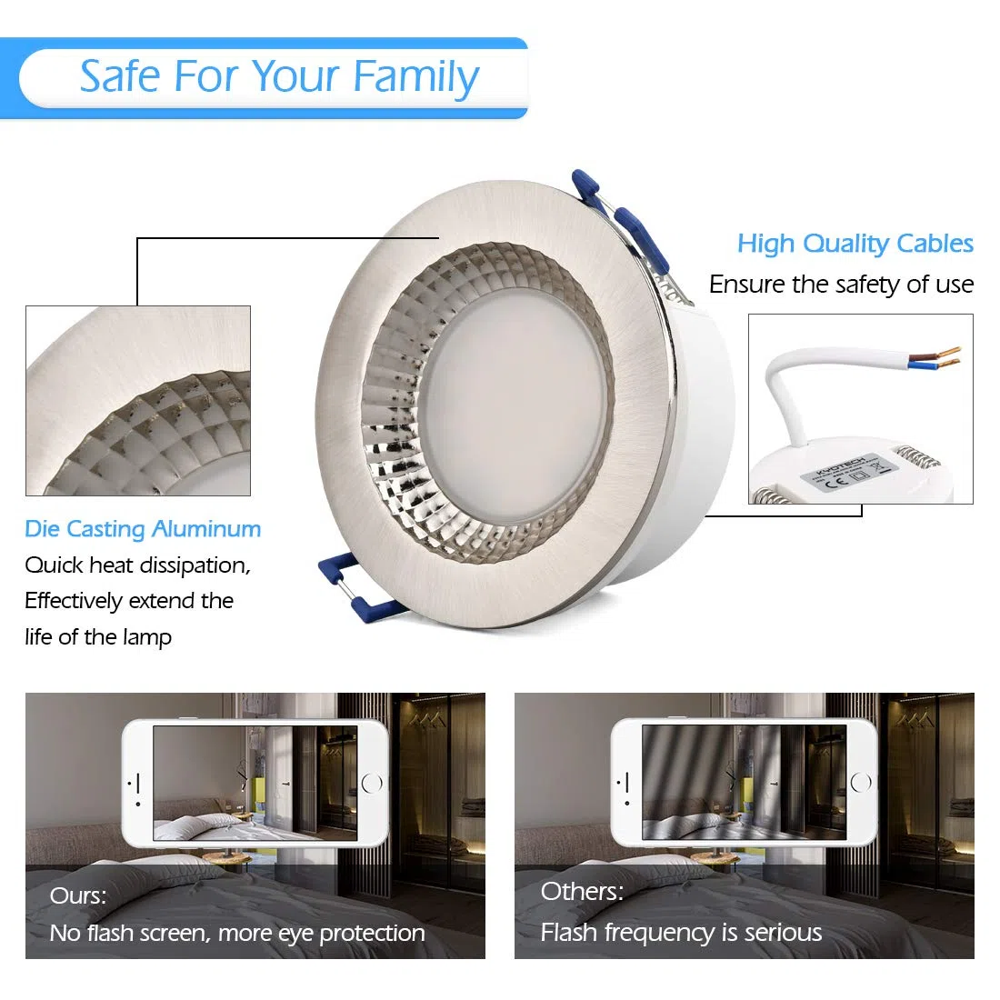 KYOTECH Faretti led da incasso per cartongesso luce bianca naturale 4500K IP65 6W Ultrapiatti Plafoniera Led 500LM Luci Led ad Incasso Impermeabile IP65,Per Ambienti Umidi Come Bagno Garage Set da 6