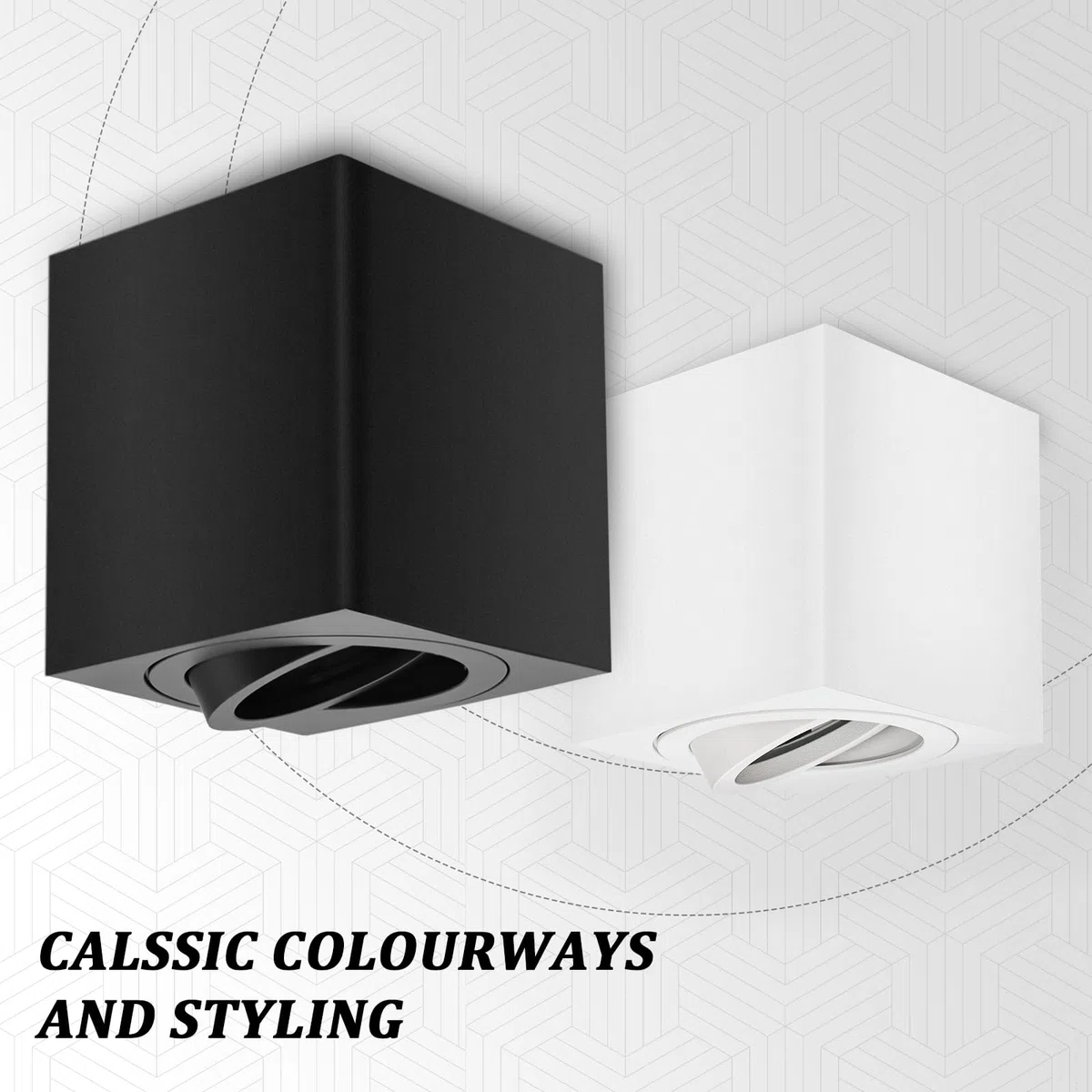 GeyouLux Faretti GU10 da Soffitto Bianco, 80x84mm Faretti da Superficie Quadrati, Orientabili 30°, Plafoniera 230V con Attacco GU10, Spot in Alluminio, Senza Lampadine, 2 Pezzi