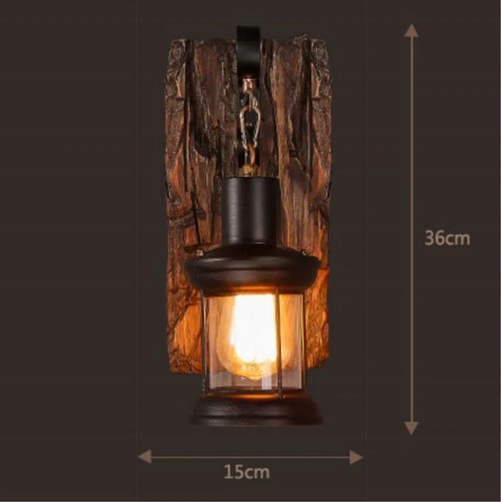 LOFT abbigliamento vintage in legno massiccio American Arts Lanterna bar caffetteria ristorante-camera da letto vetro vintage lampada da parete