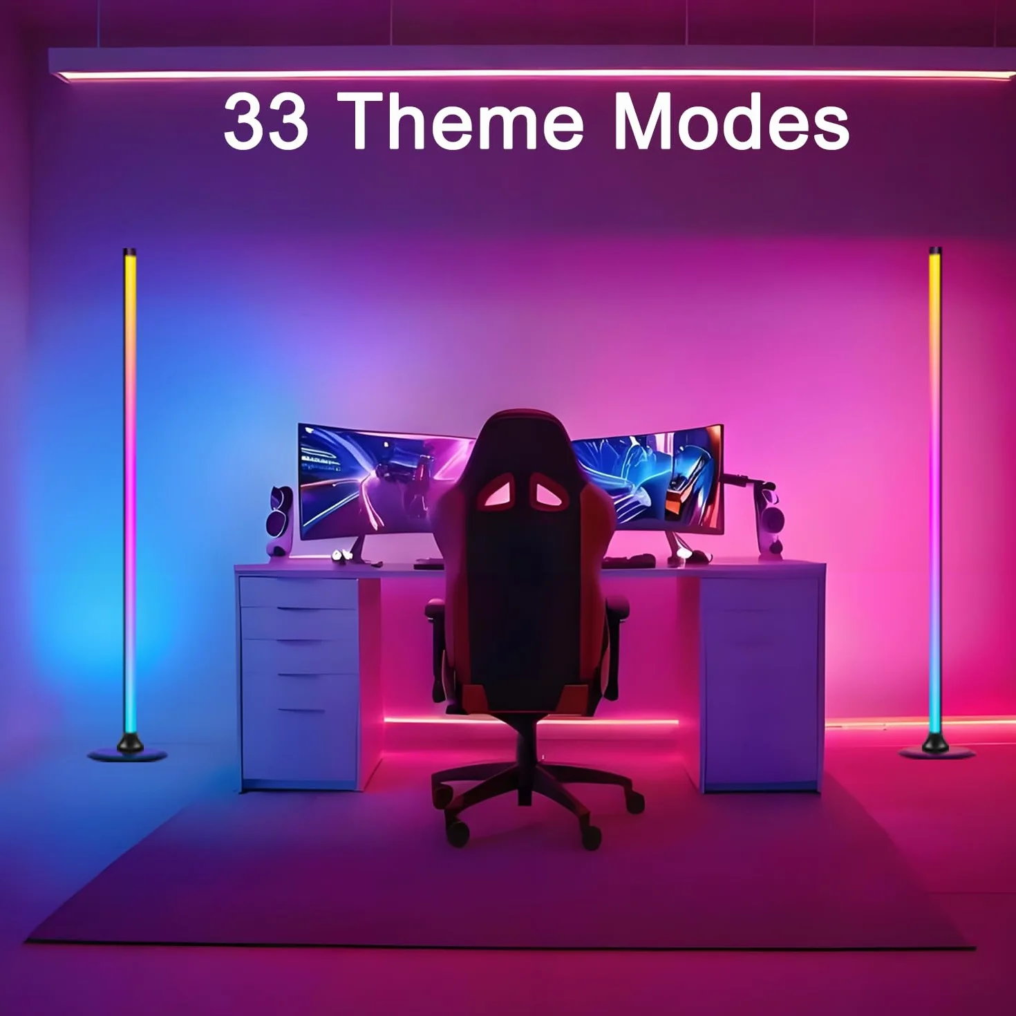 Lampade da Terra 1 pezzi,1.2m,RGBW Lampada da Terra LED con Telecomando e APP,16 Milioni di Colori,Sincronizzazione Musicale,234 Modalità Dinamiche,Lampada da Angolare per Camera,Soggiorno,Nero