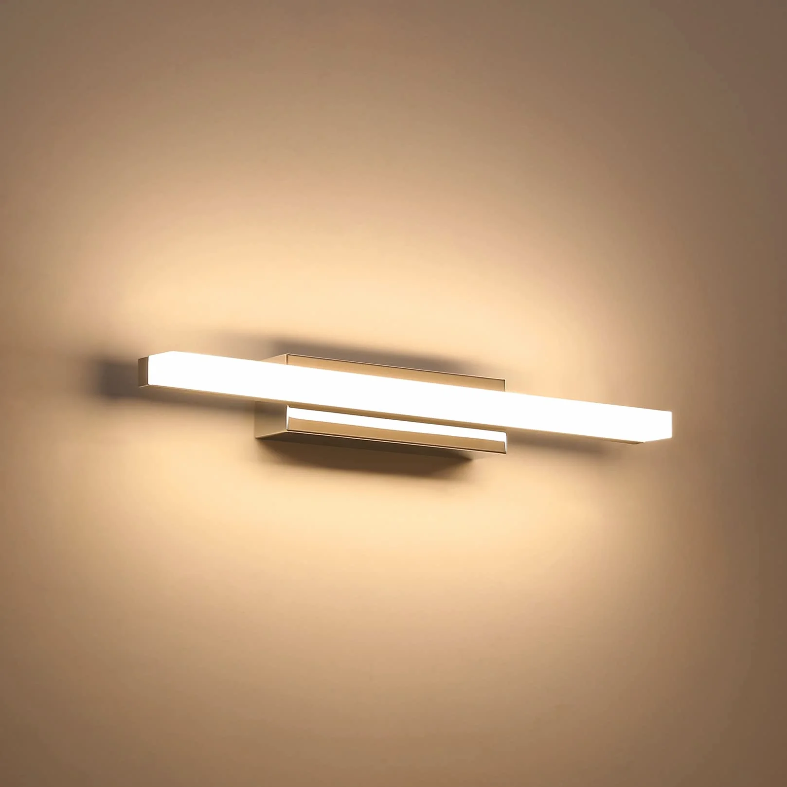 Klighten Lampada da Specchio Bagno 9W 40cm, IP44 Applique LED da Bagno Moderno, Luce Specchio Parete, 600 Lumen, 110-240V, Bianco Caldo 3000K, Cromo