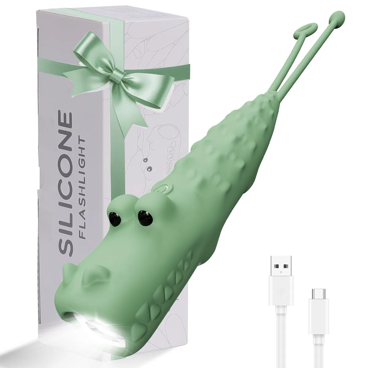 LOVERUIS Torcia LED Ricaricabile Campeggio Torcia Bambini (Torch Crocodile)