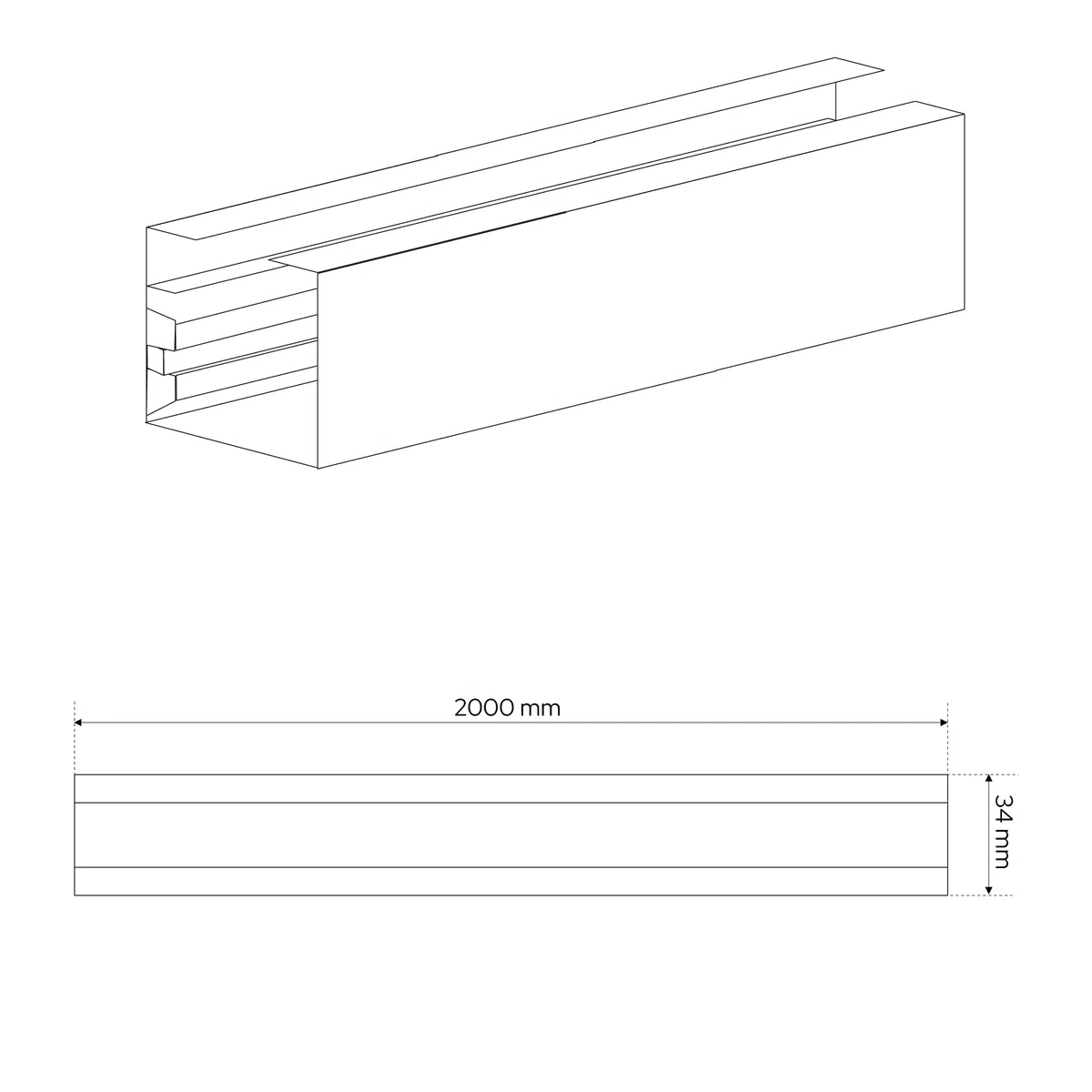EDO Binario Elettrico Monofase per Sistema MEVA PRO Sistema di Binari Monofase a Superficie con Conduttore di Protezione Track 2 M 110-265 V AC, IP20 Sistemi di illuminazione Nero