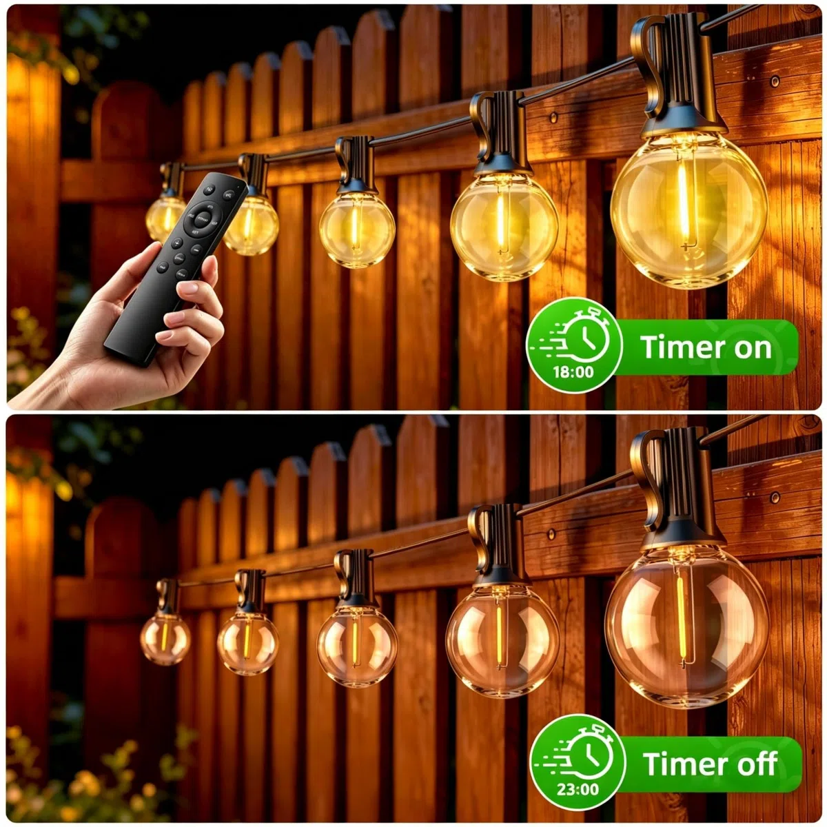 20M Catena Luminosa Esterno con Telecomando, con 25+2 LED G40 Lampadine, Bianco Caldo, 3 Modalità/Impermeabile/Tempistica/Dimmerabile, Luci Giardino Catena per Giardino, Cortile, Patio, Campeggio