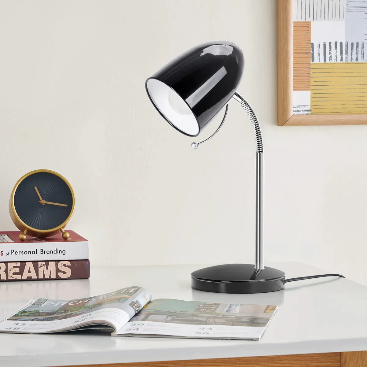 Aigostar Lampada da Scrivania Vintage, Lampada da Tavolo con Cavo da 153 cm, Lampadina Non Inclusa, Compatibile con Lampadine Modello E27, Nero