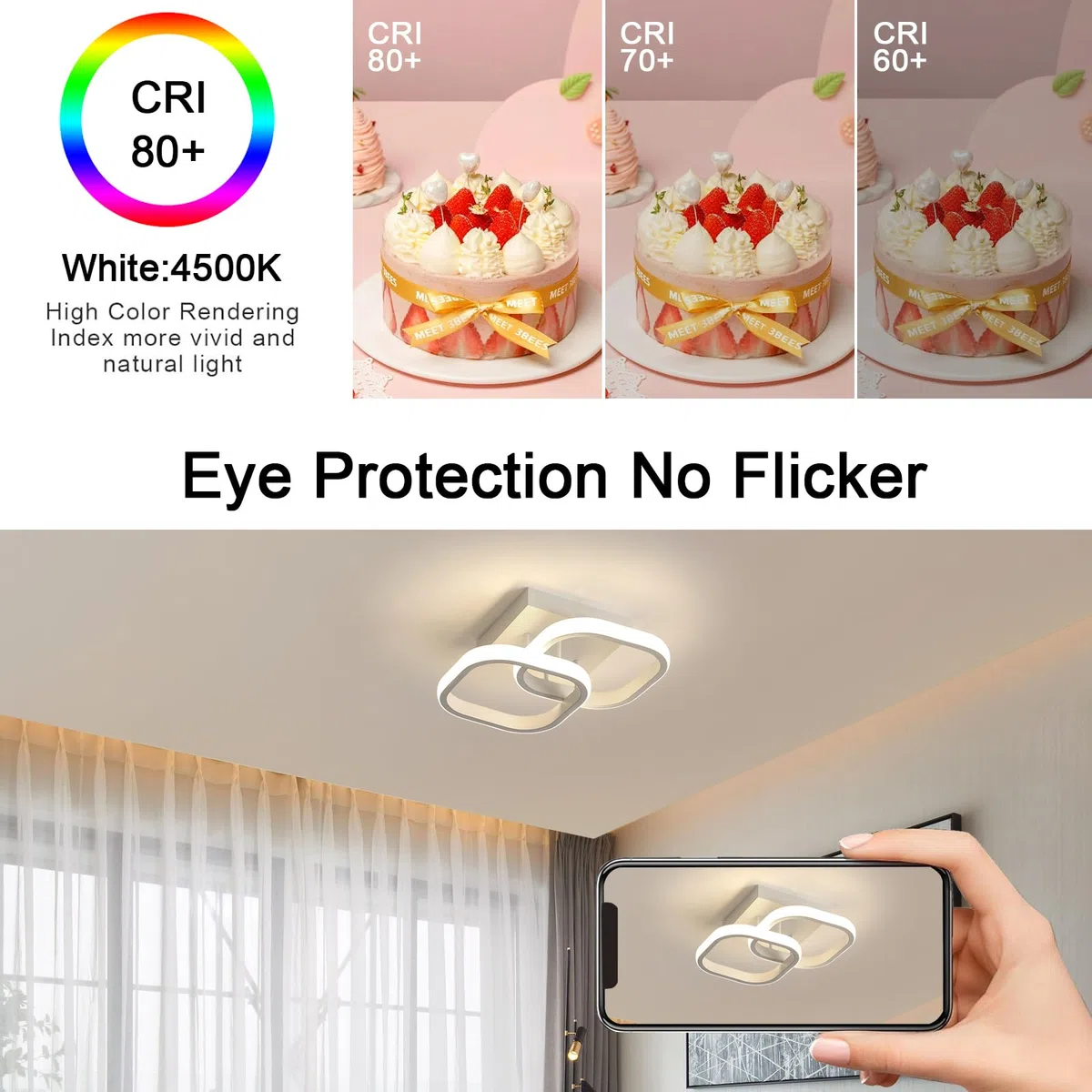 Osairous Plafoniera LED Soffitto Moderna, Lampadario LED Soffitto Bianco 2137LM, Lampada da Soffitto Quadrata per Camera da Letto Soggiorno Cucina Studio, Luce Neutra 4500K, 29CM