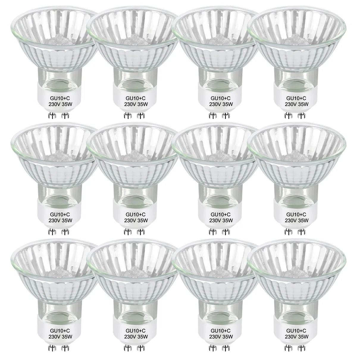 Givurao Lampadina alogena GU10, 35 W, 12 pezzi, GU10, 230 V, 35 W, dimmerabile, luce bianca calda, 2700 K, per scaldabagno, fari, luce per binario, luce calda