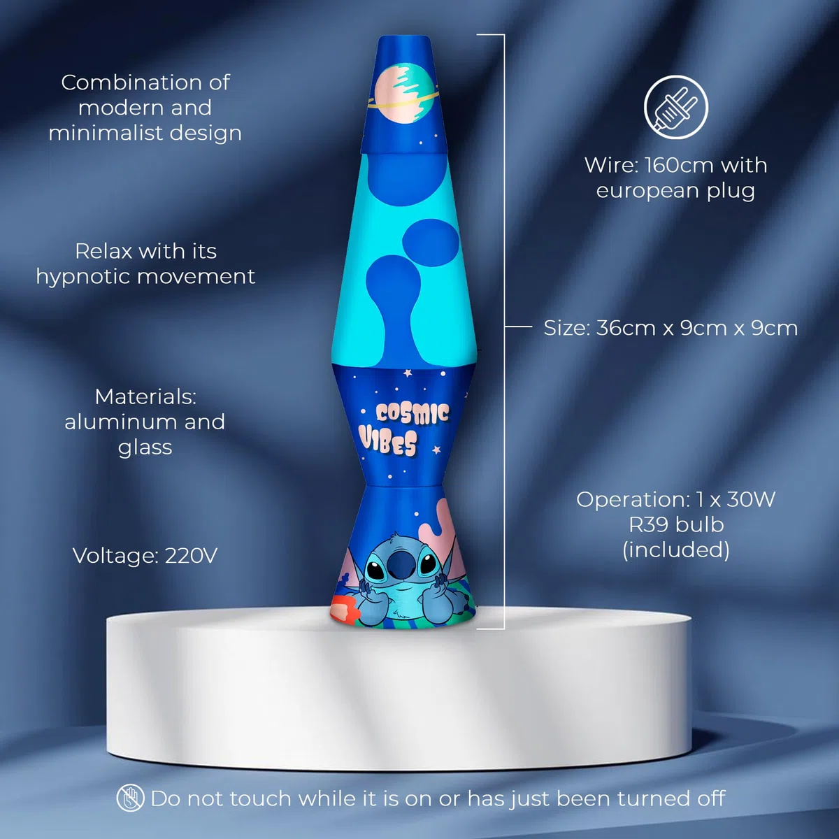 WONDEE Disney Lampada Lava Stitch, [5 Modelli] Decorazione per la Stanza Stich ipnotica e antistress, Lava Lamp Originale Bambini con il tuo personaggio preferito, Regalo Stitch Bambina e Adulte