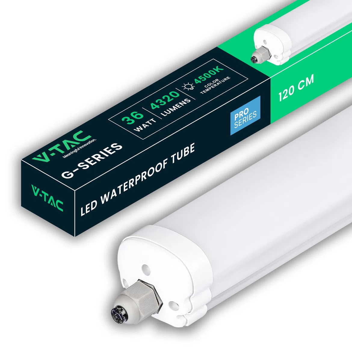 V-TAC Plafoniera LED Impermeabile 120 CM da Esterno - 36W - PRO SERIES - Lampada Rettangolare da Soffitto e Parete - 4320 Lumen - per Garage, Negozio, Magazzino - Tubo LED - Luce 4500K Bianca Naturale