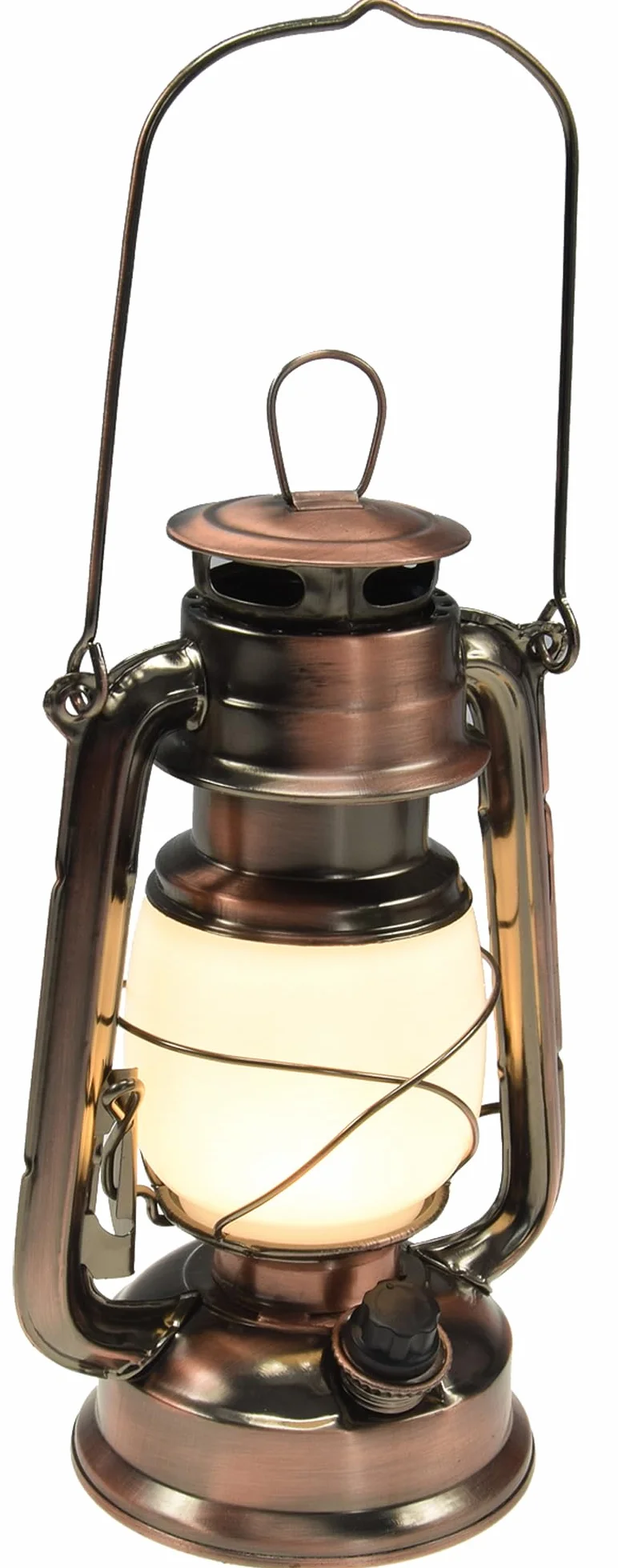 ChiliTec 22634 - Lanterna da campeggio a LED, in rame, a intensità variabile, funzionamento a batteria, 4 x AA Mignon da 23,5 cm, con occhiello, luce bianca calda, 6 V