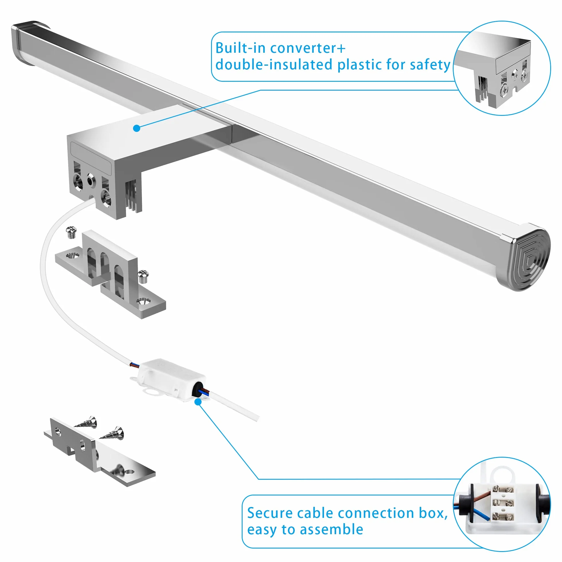 Aourow Lampada da Specchio a LED 40cm 10W 1200lm,Luce Specchio Bagno Super Luminosa Bianca Neutra 4000K,Impermeabile IP44,Applique Specchio Bagno No Strobo 230V,Classe II(Senza Interruttore)