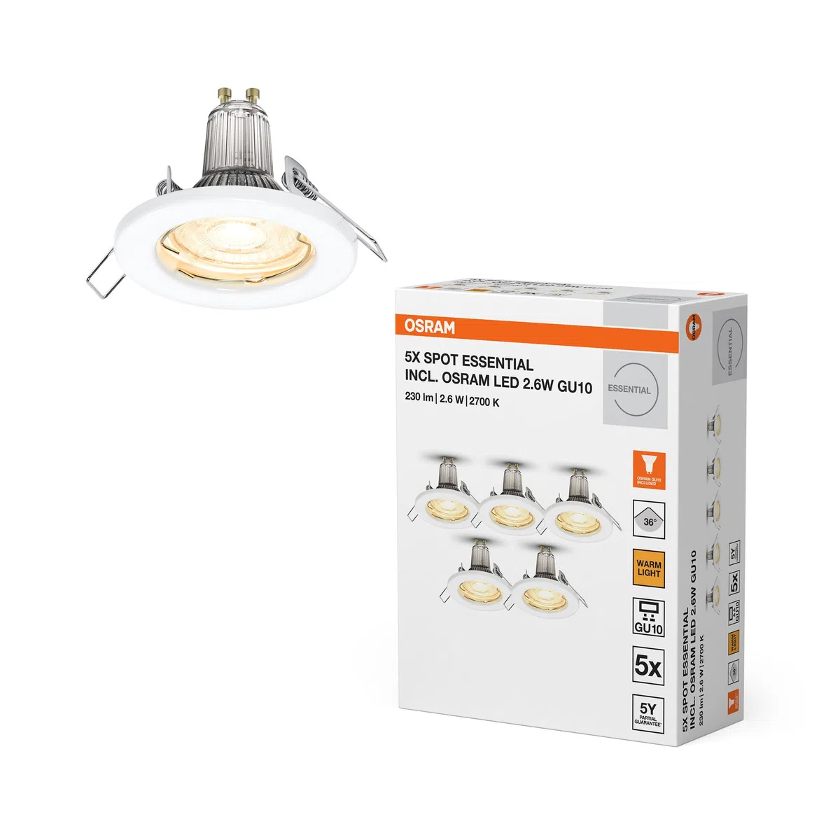 OSRAM LED Spot Set Recess Essential GU10 5x2.6W GU10 White