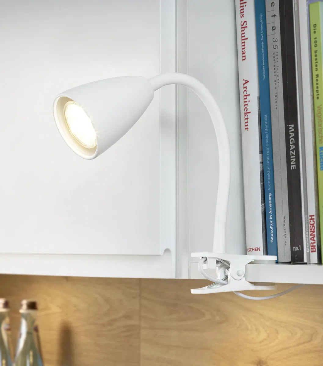 Trio Lampada a morsetto Wanda 202620131, metallo bianco opaco, escl. 1x GU10, braccio flessibile