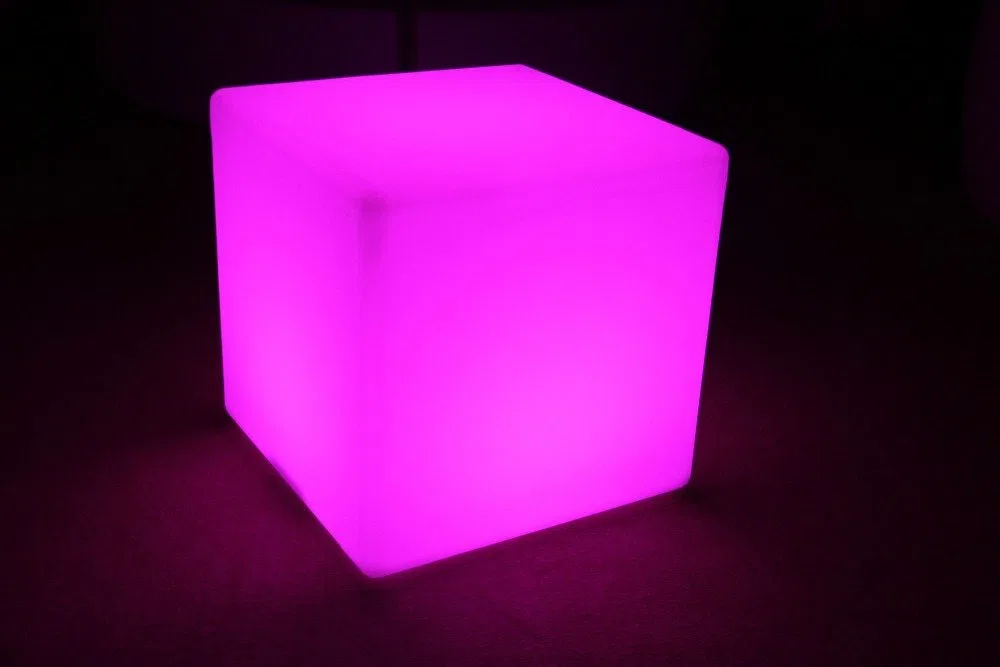 Cubo LED luminoso, sedile, pouf, tavolino ausiliare con luce, dimensioni: 40 cm
