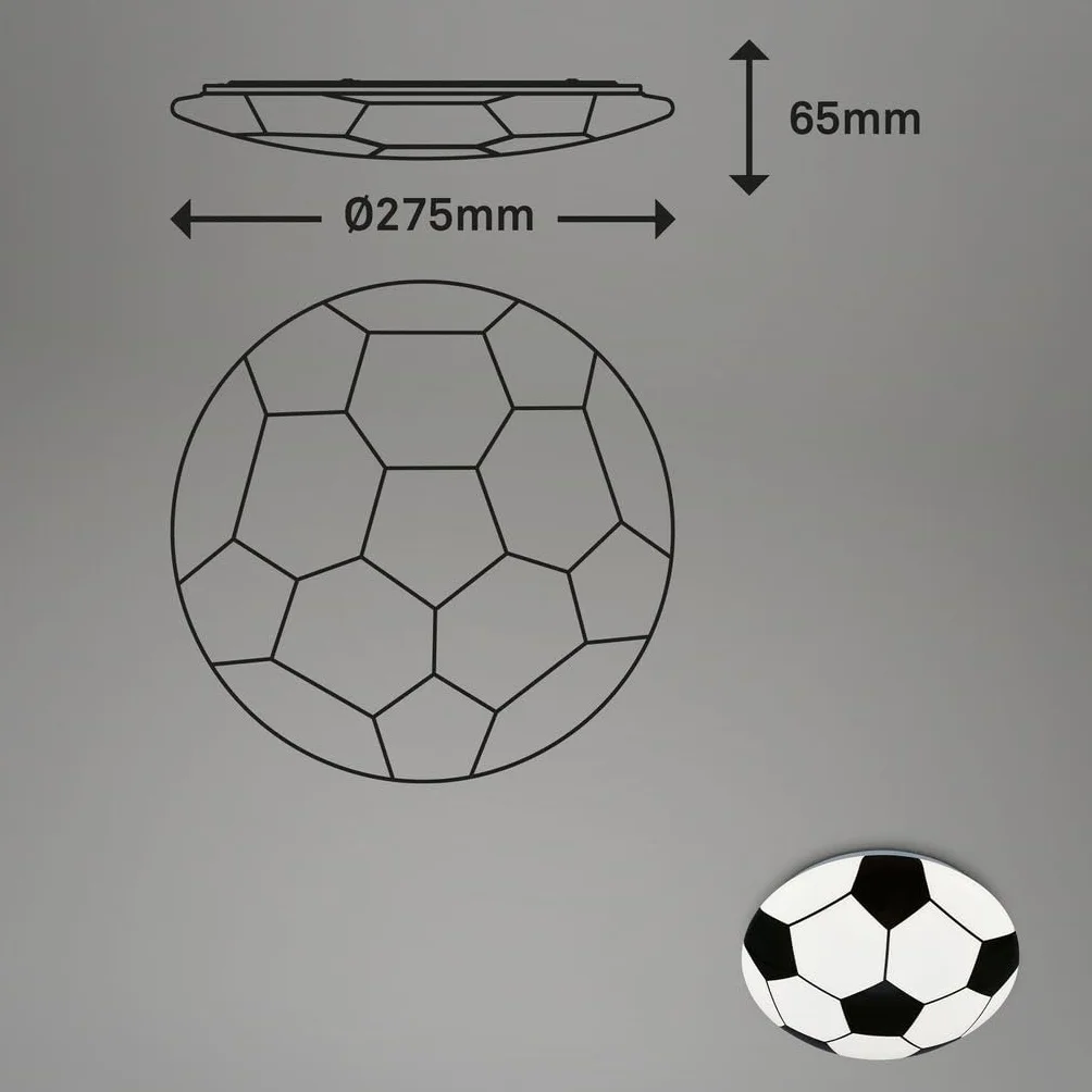 BRILONER - Lampada da soffitto a LED da calcio, lampada da calcio, lampada da camera per bambini, lampada da soffitto da camera per bambini, vetro, 12 watt, 275x65 mm