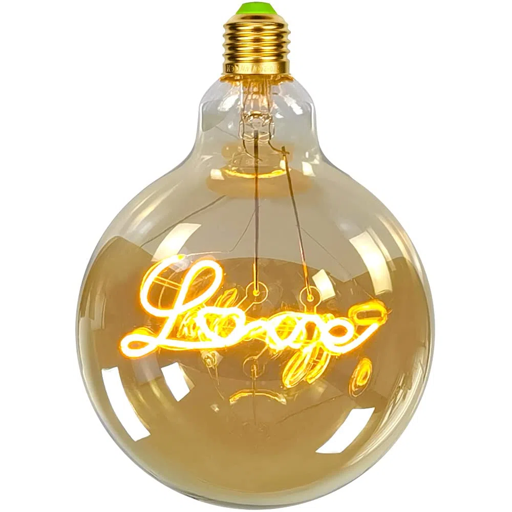 Lampadine LED vintage Big Globe G125 4W 220/240V alfabeti speciali lampadina decorativa super gialla calda Love