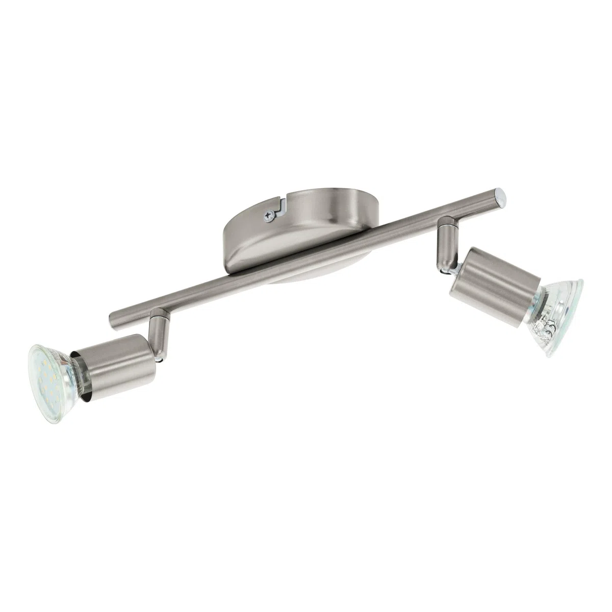 Eglo LED Lampada da soffitto Buzz-LED, lampada a 2 luci, faretti da soffitto in metallo nichel opaco, lampada per soggiorno, lampada da cucina, spot con lampadine GU10, luce calda, L 28,5 cm