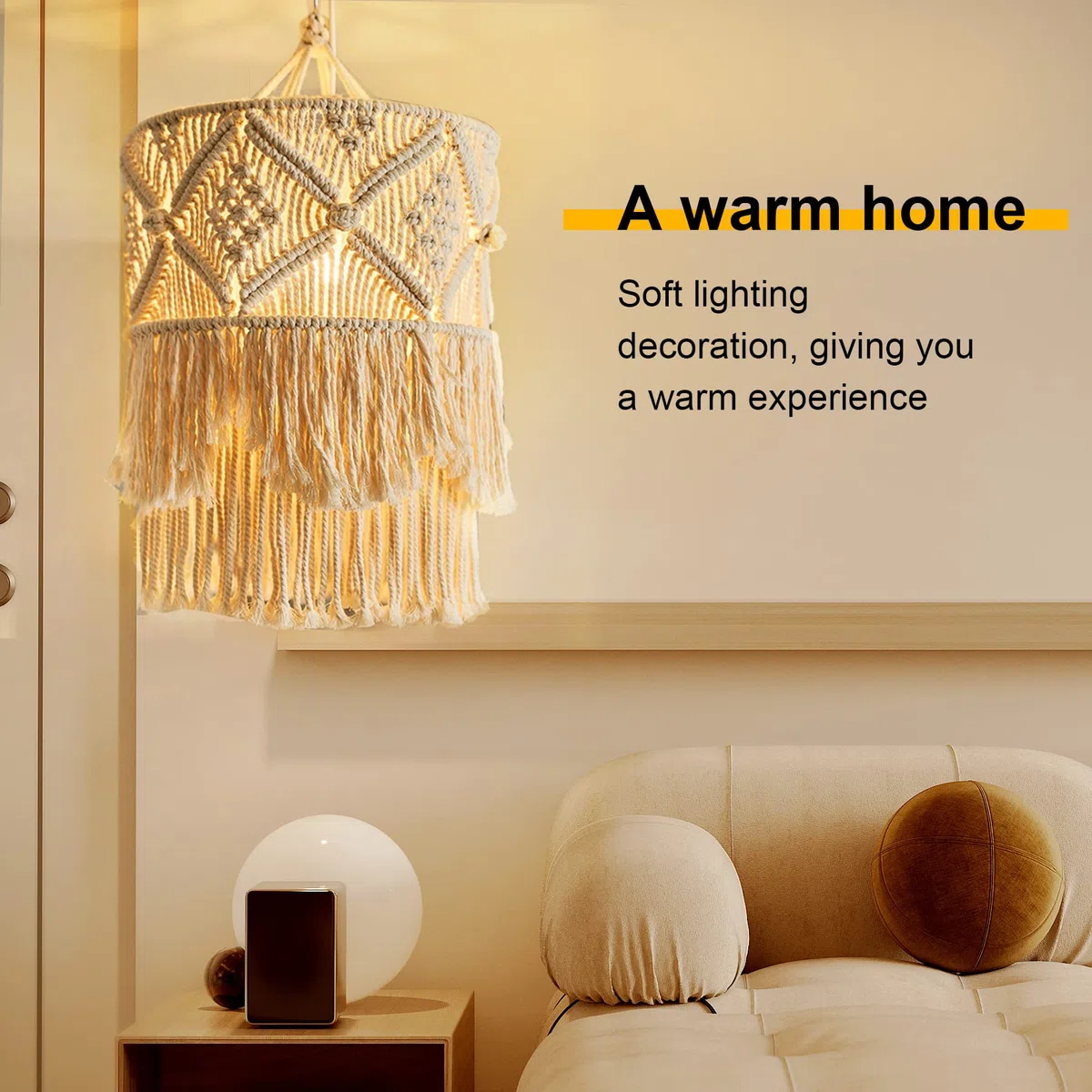 Arazzo da Parete Fatto Un Mano Paralume Macrame Boho Decor Nappa Arazzo Sfondo Testiera Appeso Un Parete
