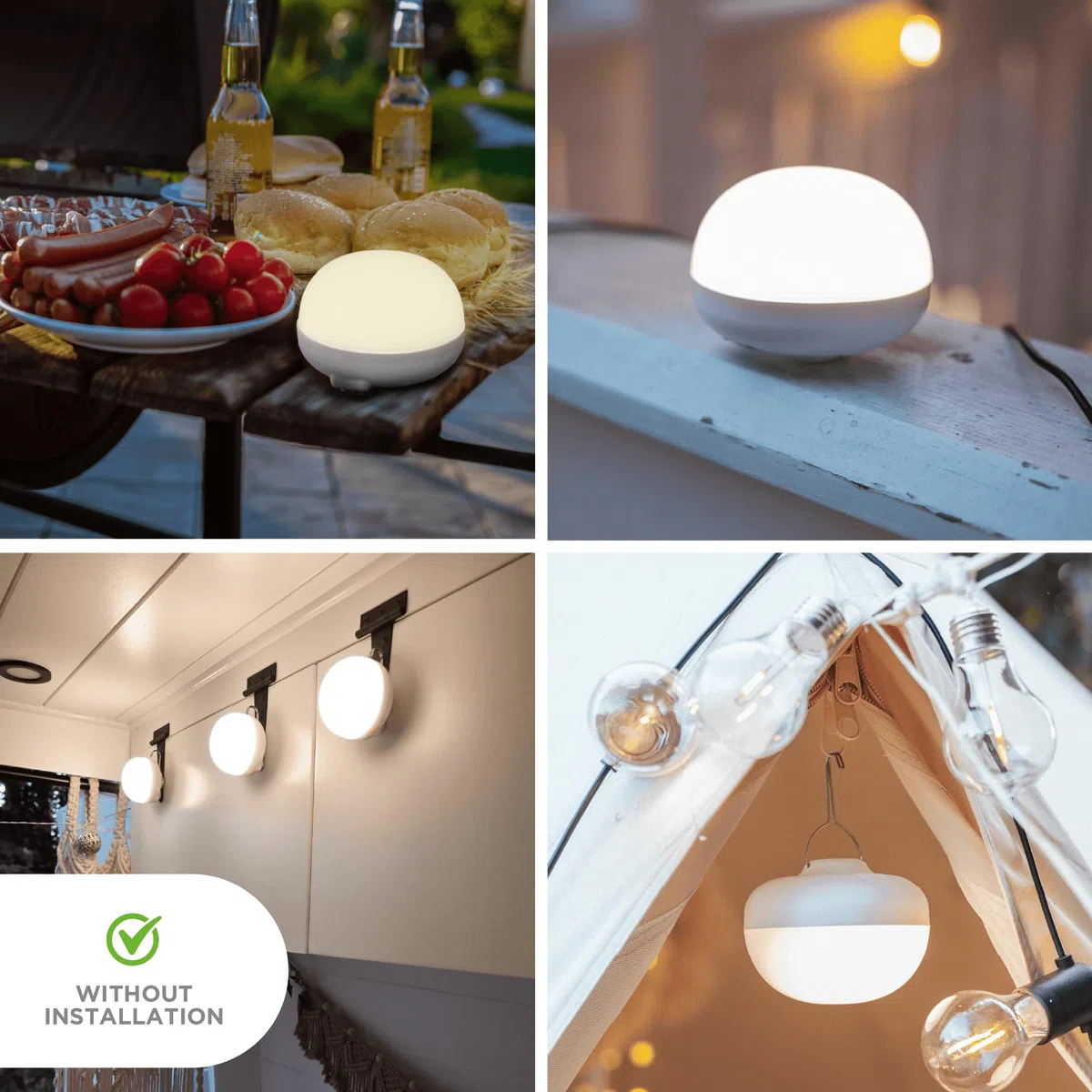Newgarden - Luce di emergenza e da campeggio a LED Cherry. Luce portatile con gancio e magnete, senza fili con batteria ricaricabile USB. 900 lumen e fino a 20 ore di utilizzo. Resistente IP54