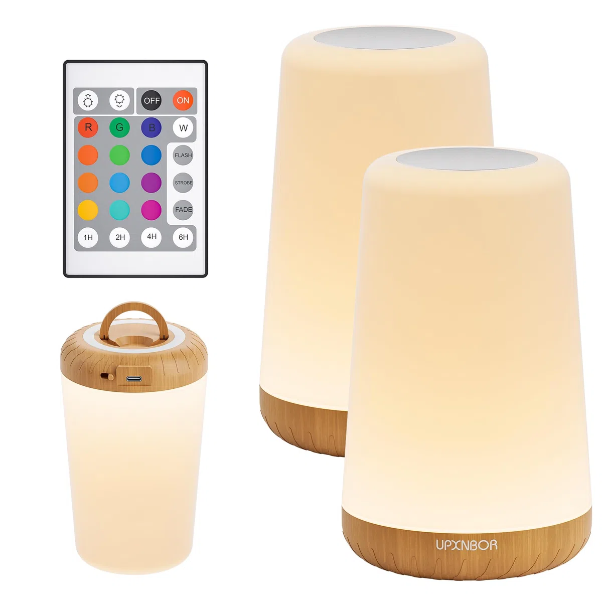 Lampada da comodino a LED con telecomando, dimmerabile con 13 colori RGB e 4 modalità, lampada da tavolo senza fili con timer e gancio, ricarica USB, luce notturna portatile per camera da