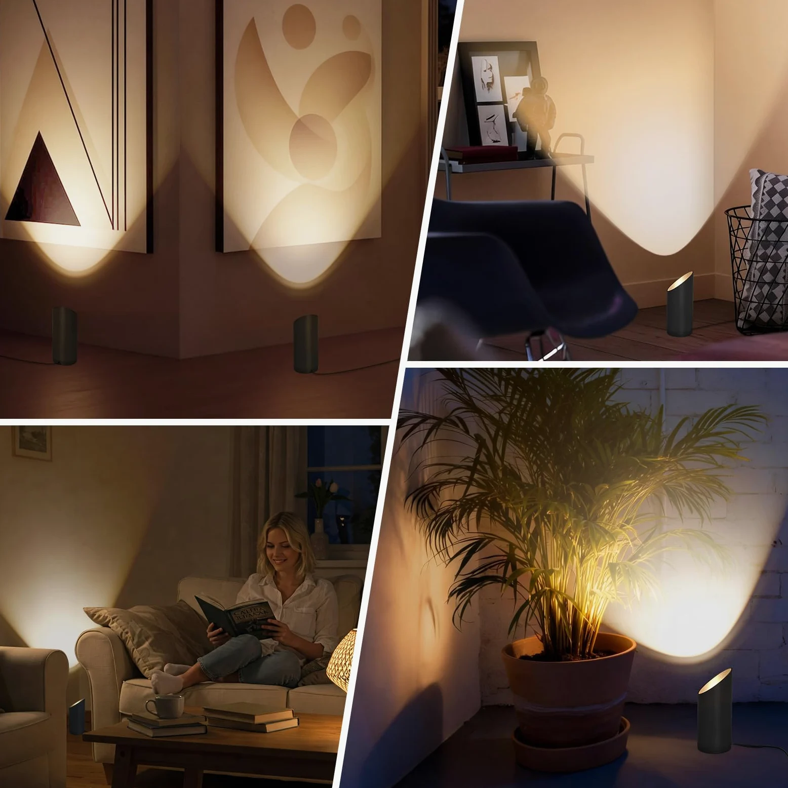 Idealife LED da Terra, Lampada da Terra 7W per Interni, Faretti da Muro 3000K Bianco Caldo con Lampadina 520LM LED GU10, Faretto con Interruttore a Pedale per Piante, Decorazione, Arte, Lettura
