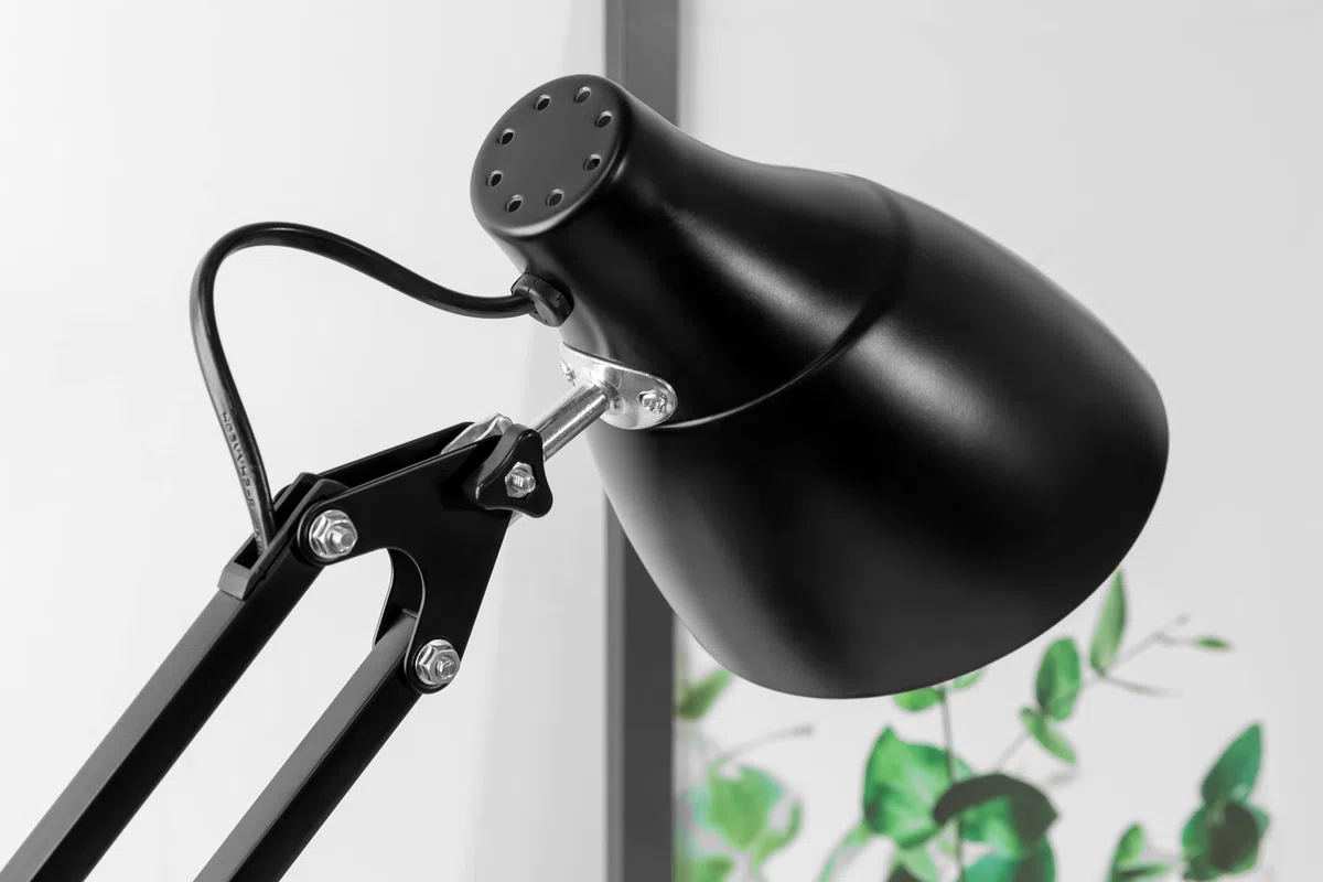 Virone DIAN Lampada da Scrivania in Acciaio Cavo da 110 cm (lampadina non inclusa) (nero)