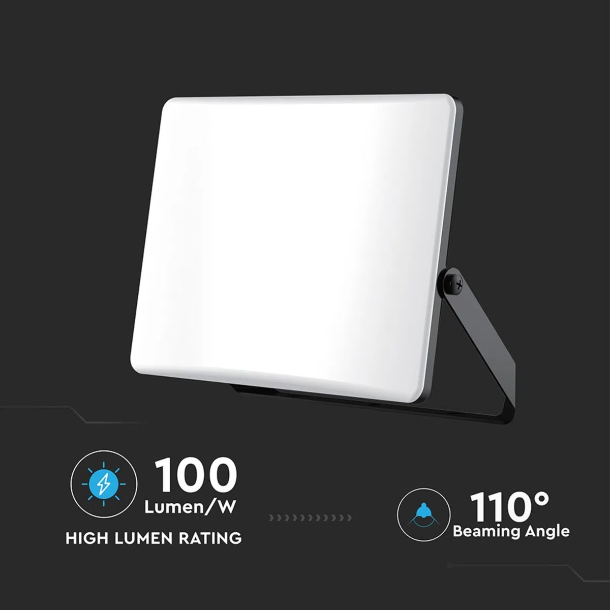 V-TAC Faro LED da Esterno 100W - [Chip Samsung + Tecnologia RLE + Innovativa Copertura in Policarbonato] - Alta Luminosità: 10000 Lumen - IP65 - Faretto LED Casa, Garage, Magazzino - Luce CCT 3 IN 1