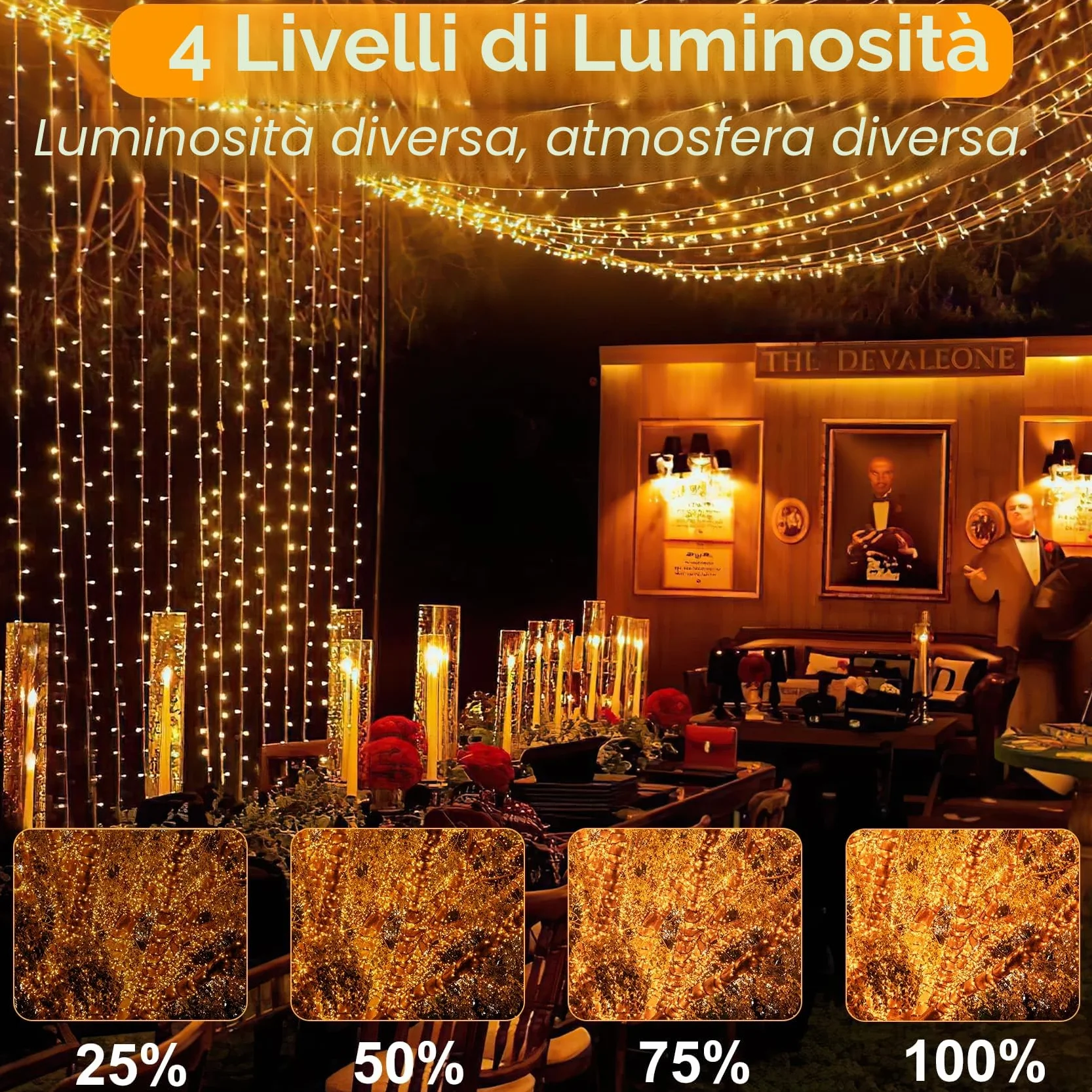 Realky Luci di Natale, 96M 800 LED Luci Natalizie da Esterno ed Interno, 8 Modalità con Funzione Memoria e Telecomando per Giardino, Balcone, Casa, Festa - Bianco Caldo