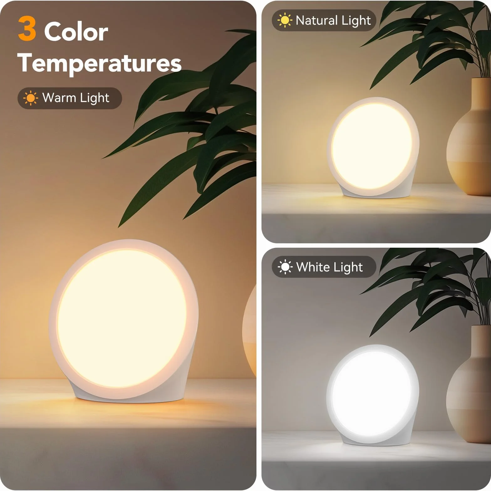 Lampada di Luce Diurna 10000 Lux UV-Free con 3 Temperature di Colore, 5 Livelli di Luminosità, 6 Timer e Funzione di Memoria, Lampada luce Diurna per Casa Ufficio