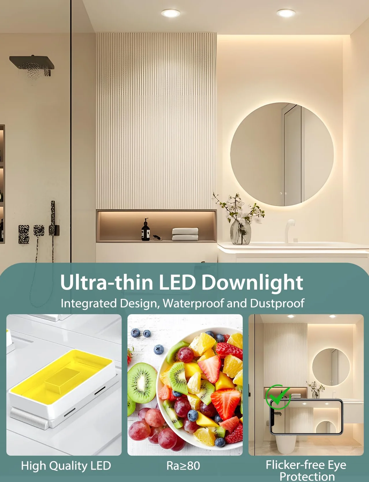 Aigostar Faretti LED da Incasso per Cartongesso, 4.8W 560LM IP65 Impermeabile, Faretto LED Incasso, Luce Naturale 4000K, Faretti Incasso Cartongesso, Diametro Foro Ø68mm, AC 220-240V, Set di 6