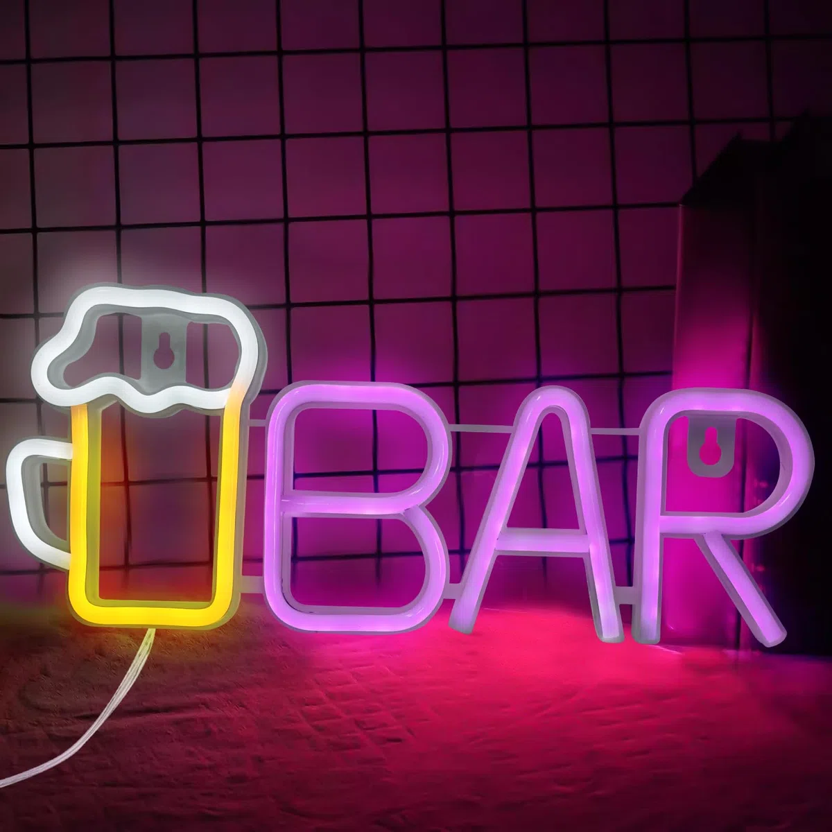 GOMETY Cartello neon, LED Bar Neon Sign, USB o batteria 3-AA, luce blu per bar, decorazione da parete