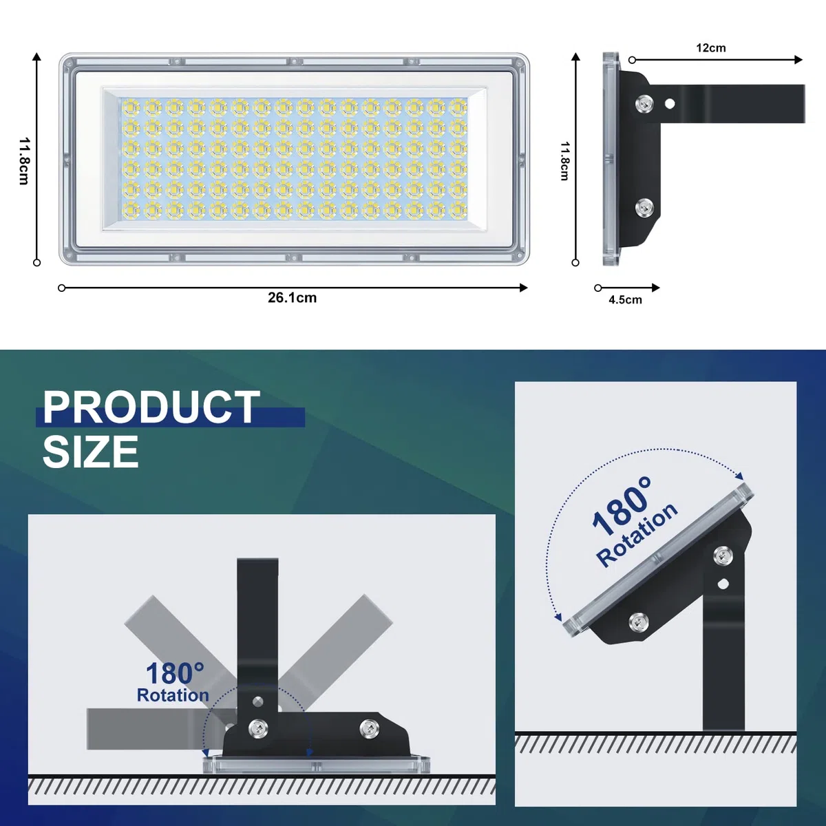 YIQIBRO Faretto LED da Esterno 100W, IP67 Impermeabile Faro LED Esterno, 10000LM Bianco Freddo Luce Per Terrazza, Giardino, Garage, Fabbrica, Stadio, Piazza