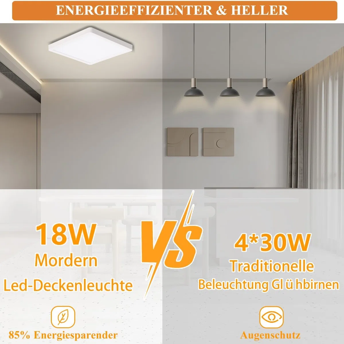 Ouyulong Plafoniera a led Quadrato, 18W 4000K 1620LM 23cm IP44, Adatto per soggiorno, camera da letto, bagno, cucina, seminterrato, corridoio, balcone (1 Pc)