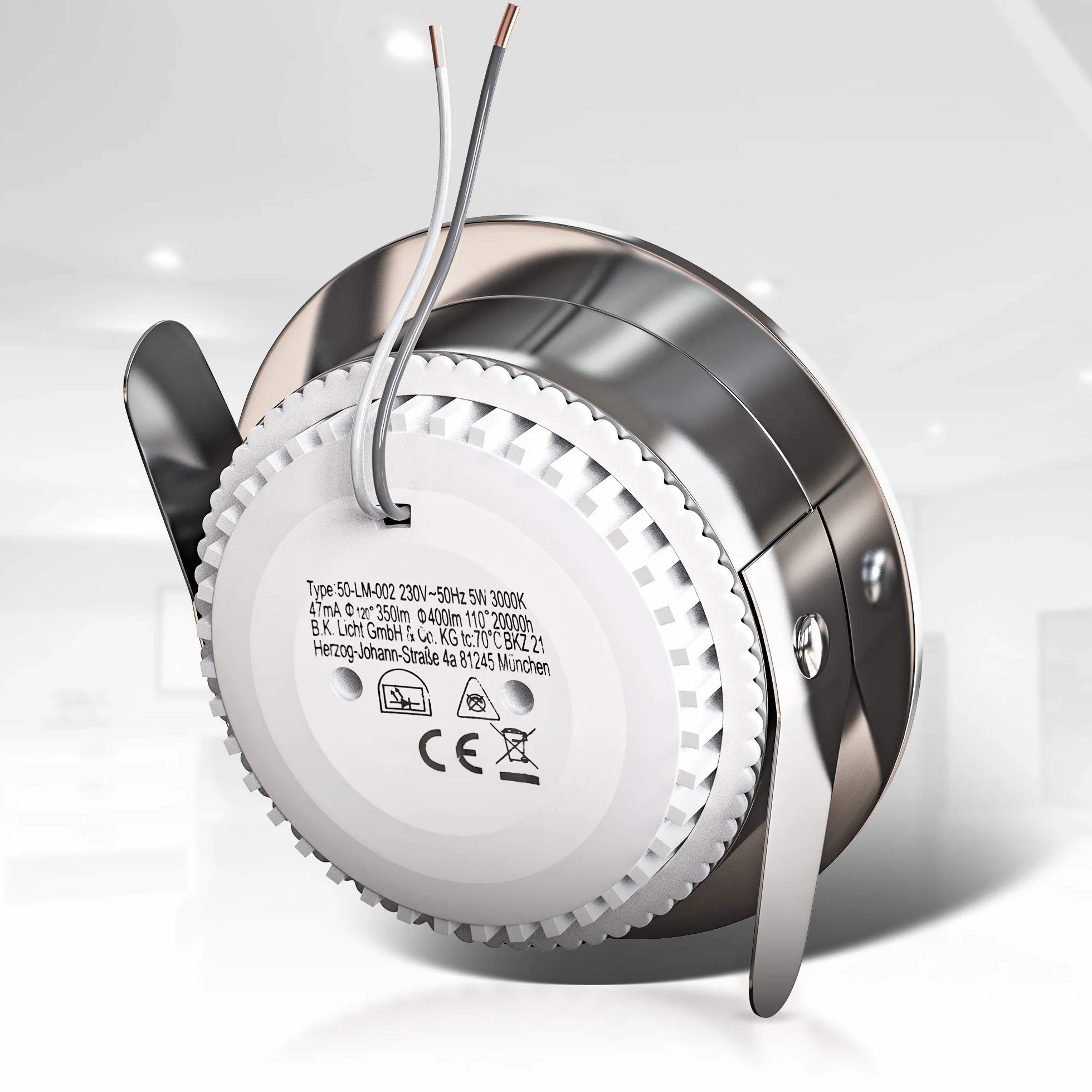 B.K.Licht Faretti LED ad incasso, 5W, diametro foro 60mm, faretti per bagno ultrasottili da soffitto, luce calda, plastica color nickel opaco, set da 3, 230V, IP44