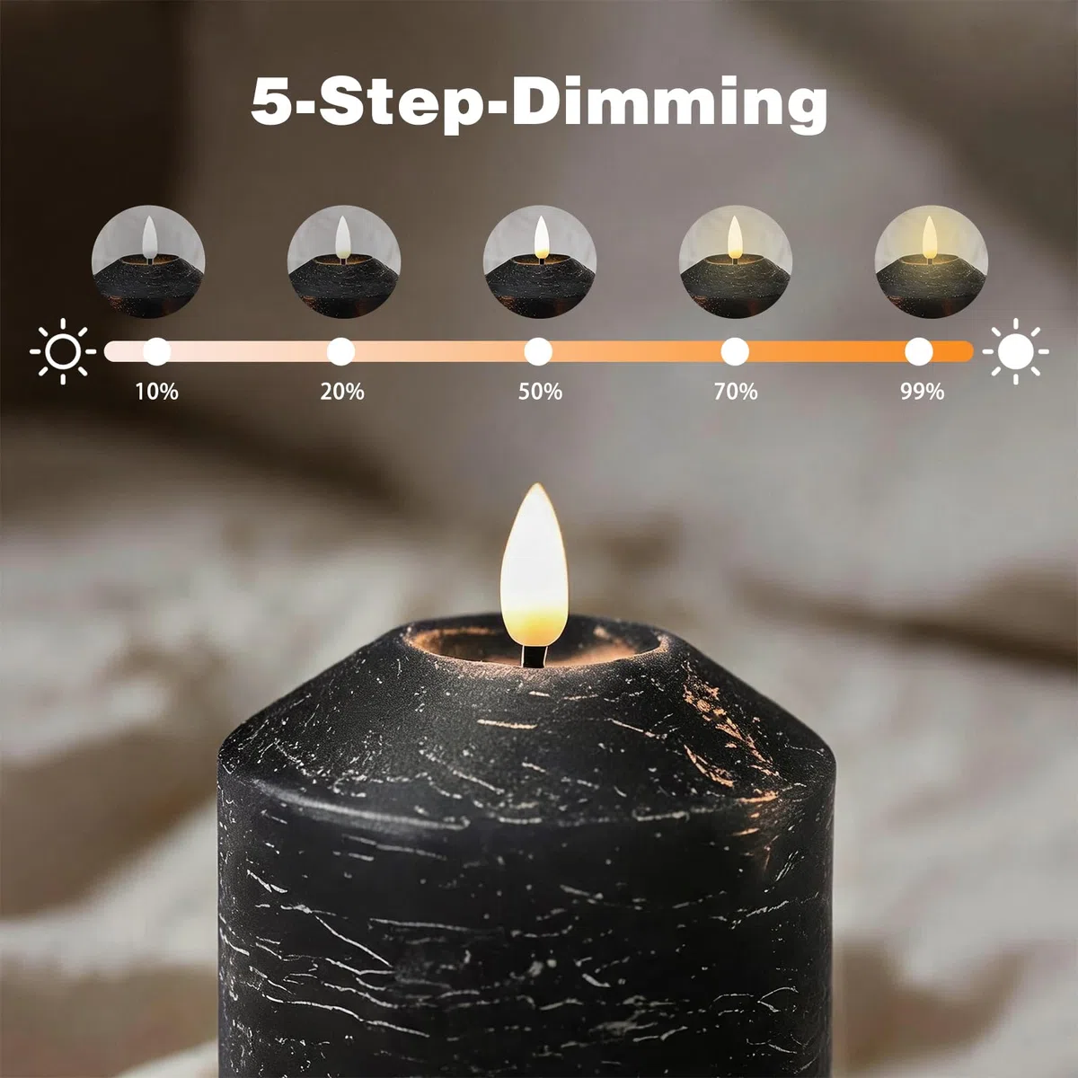 Candele LED Senza Fiamma set 3,Real Wax Pilastro, Candela a Batteria Senza Fiamma con Timer e Telecomando Candele LED per festa, decorazione abitativa, campeggio, matrimoni (Nero)