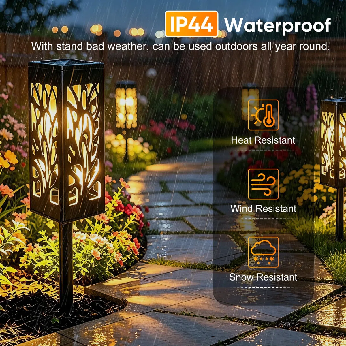 Caldarax 6 Pezzi Luci da Esterno Giardino Solari, Lanterna Solari da Esterno, Bianco Caldo, IP44 Impermeabie, Lampade Solare da Esterno per Sentieri, Giardini, Vialetto, Terrazza Decorazione