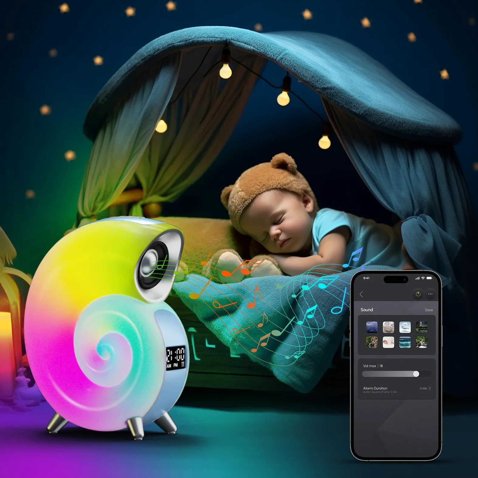 Euakee Wake Up Light, Sveglia Luce LED Intelligente, Lampada da tavolo intelligente, Intelligente Lampada da Comodino con Bluetooth Musica 16 Milioni di Colori Per Adulti & Bambini (Rosa)