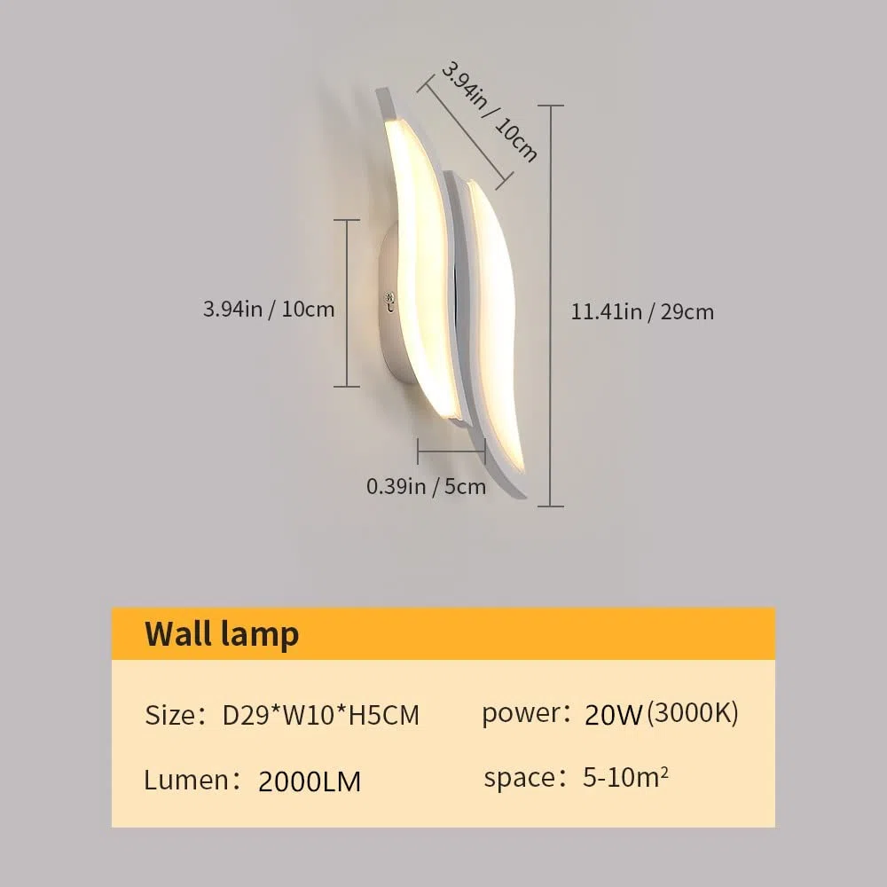 Goeco Applique LED da Parete Interno, Lampada da Parete LED, 12W Moderno Applique a Muro 3000K per Soggiorno Camera da Letto Scale, Bianco