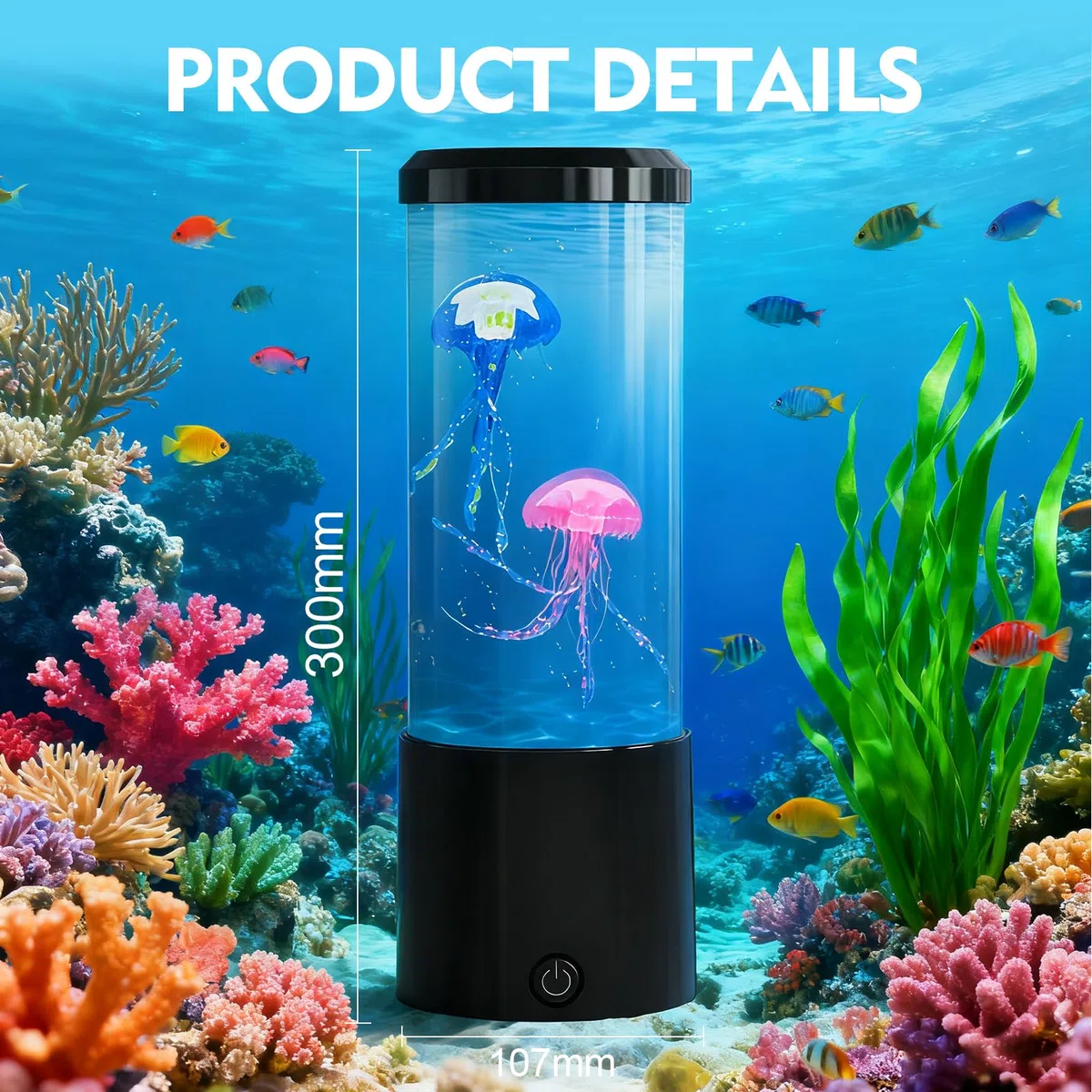 Lampada Medusa LED con 16 Colori & 4 Modalità, Silenzioso Jellyfish Lamp, Acquario Meduse Luce D'atmosfera, Lampada Acquario con Meduse Decorative per Bambini e Adulti, Alimentazione a USB, Nero