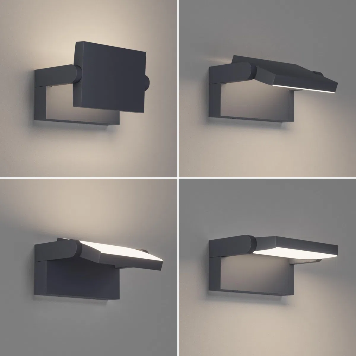 Klighten 4 Pezzi 24W Applique da Esterno Interno LED IP65, Luci da Parete Alluminio Orientabile Lampade da Parete Moderno per Ingresso Giardino, 1500 Lumen, Antracite, Bianco Naturale 4000K