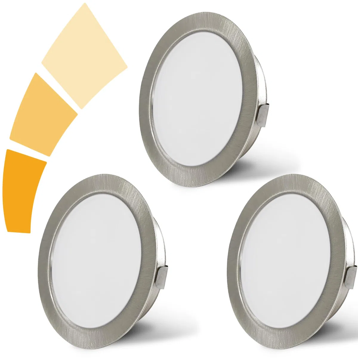 Faretti LED da incasso per mobili dimmerabili, 230V 4W G4 4000K 300LM, cavo di collegamento da 15 cm, faretto da incasso, in acciaio inox spazzolato, al posto delle lampade ad alogene Set di 3