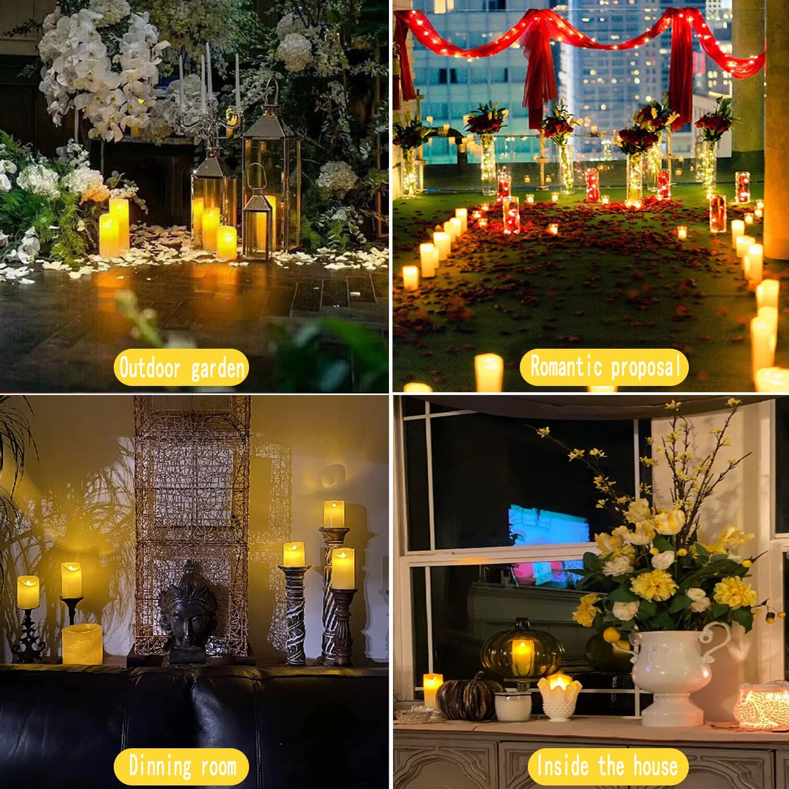 Candele LED Senza Fiamma Set 5 (13/14/16/18/20cm) Vera Cera Flickering con Telecomando Timer