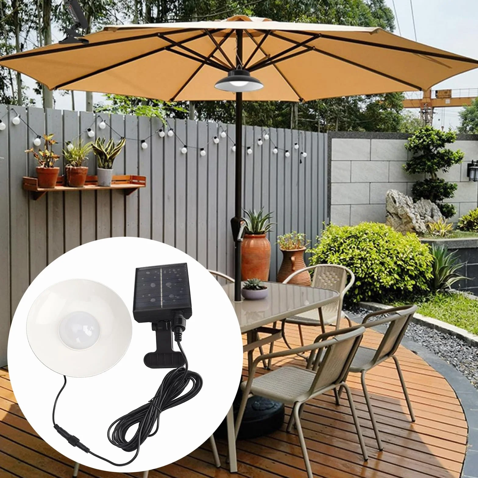 Luci per Ombrellone da Patio, Luci per Ombrellone a LED Ad Energia Solare da Esterno con Telecomando Temporizzato IP65 Lampade a Sospensione Vintage da Esterno Impermeabili (Luce