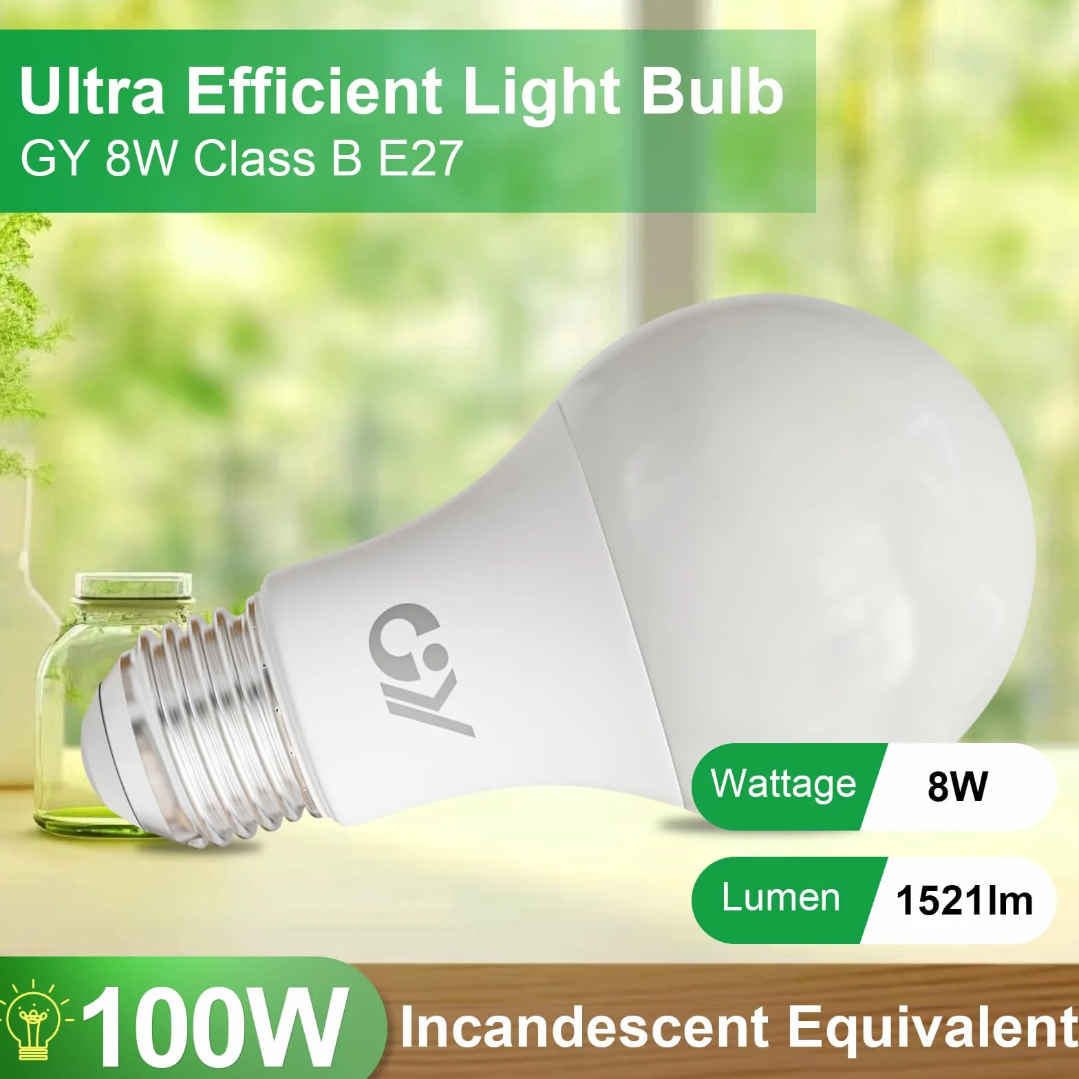 GY Lampadina LED E27, 8W(equivalenti a 100W), Lampadine LED 1521 Lumen, Lampadine LED E27 Luce Naturale 4000K, Fascio 360 Gradi LED, Lampade LED Risparmio Energetico A60, Non Dimmerabili, 6 Pezzi