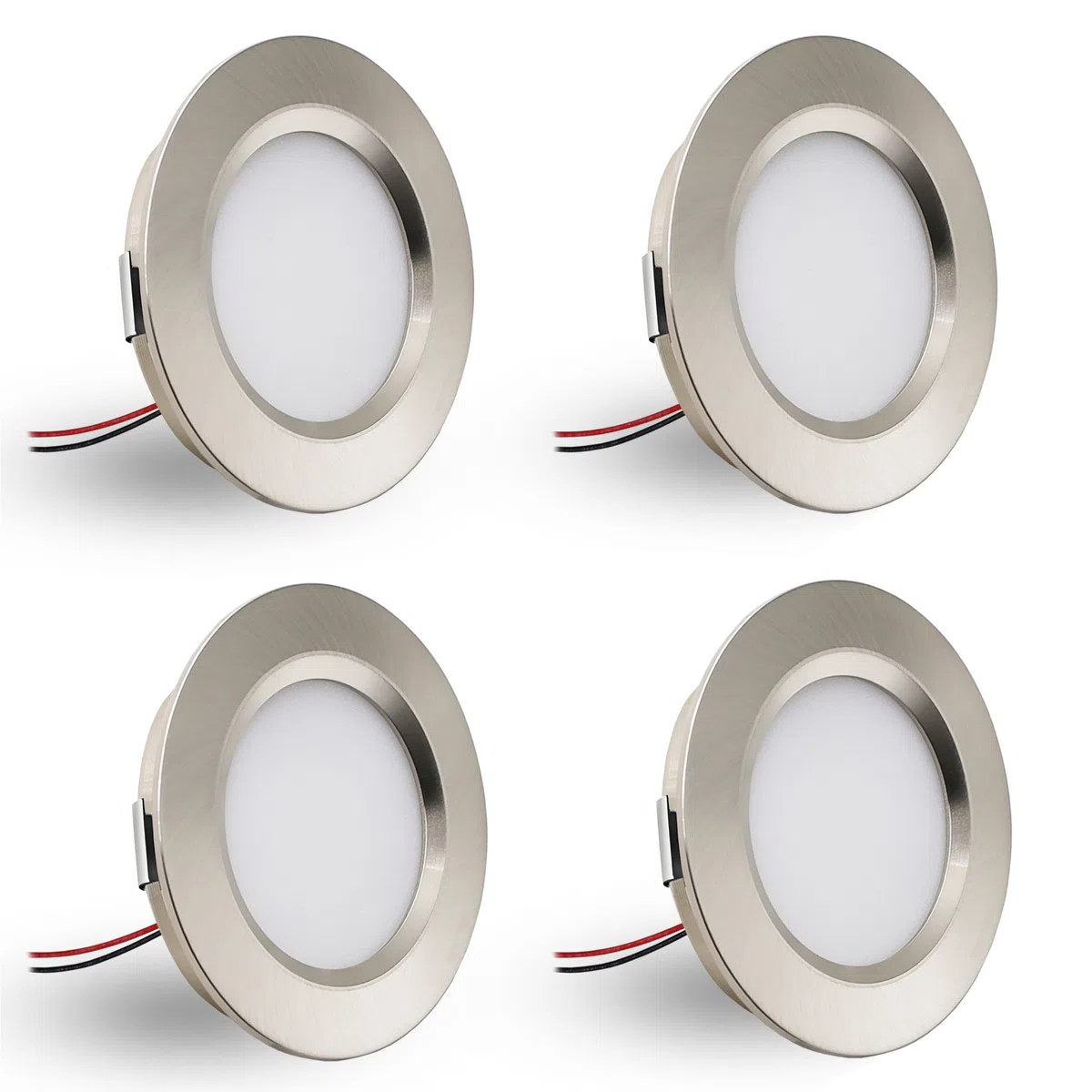 Set di 4 Faretti led da incasso per cartongesso,12V 3W faretti led soffitto,Faretto LED foro 55mm ultrasottile14mm,IP44 faretto da incasso per cucina bagno,camper (Nichel,bianco Caldo 3000K)