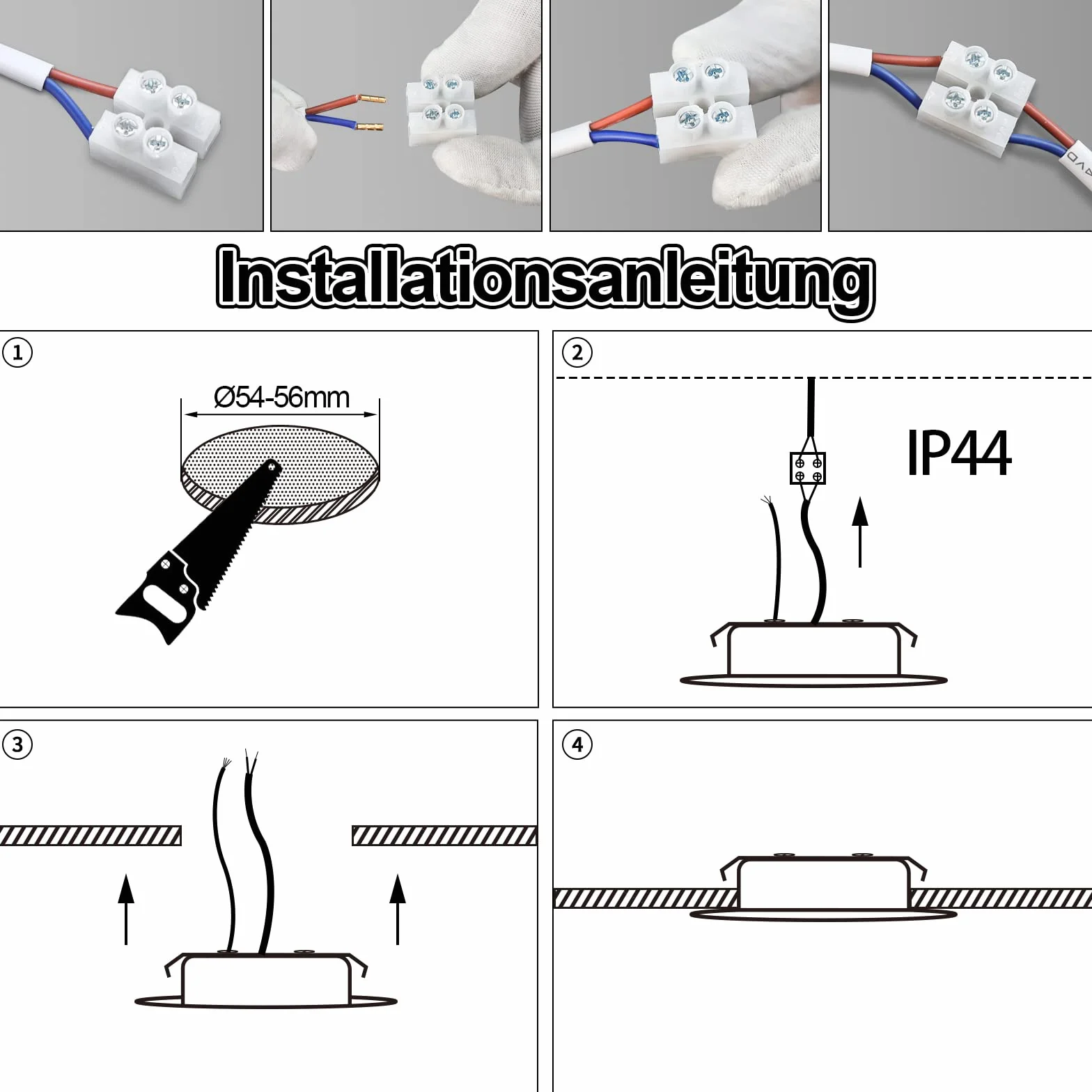 KYOTECH Faretti LED da incasso per mobili 230V 3.5W G4 300LM, 3000K Caldo 4000K Neutro 6000K Freddo faretto da incasso, in acciaio inox spazzolato, al posto delle lampade ad alogene Set di 3